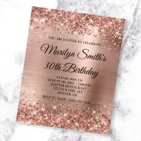 Glittery Rose Gold Glam 30th Birthday Invite Flyer