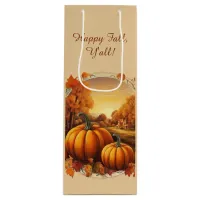 Autumn Fall Season's Pumpkin and Landscape Motif  Wine Gift Bag