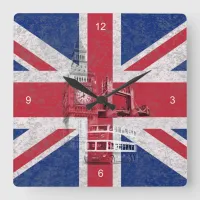 Flag and Symbols of Great Britain ID154 Square Wall Clock