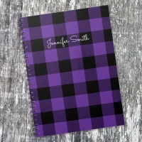 Modern Purple and Black Buffalo Check Notebook