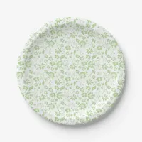 Stylish Tropical Lime Green Garden Flowers Paper Plates