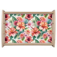 Tropical Flowers in Bloom serving tray