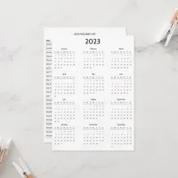 2023 Full Year at a Glance Holidays Mini Calendar Invitation