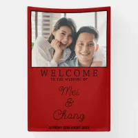 Happy Couple Photo Red And Black Wedding Welcome Banner