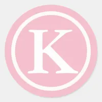 Monogrammed Initial Pink and White Letter Sticker