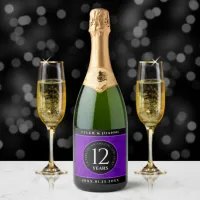 Elegant 12th Silk Wedding Anniversary Celebration Sparkling Wine Label