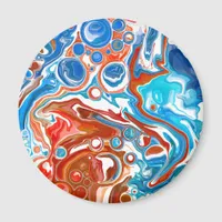 Red, White and Blue Marble Fluid Art    Magnet