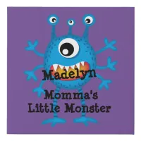 Cute Blue Cartoon Monster Funny Fun for Kids Faux Canvas Print