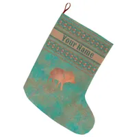 Southwest Cute Javelina Baby Personalized Large Christmas Stocking