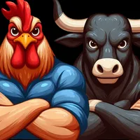 W2A Not Amused Rooster and Ox Stare Challengingly at Me