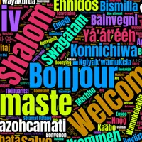 WoW Colorful Welcome in Many Languages Word Cloud