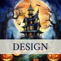 Halloween Haunted House with Pumpkins Party Design