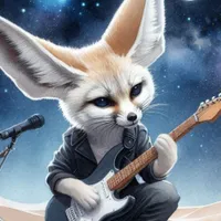 W2A Cute Fennec Foxes Rocking Acoustic Guitars at a Midnight Gig in the Desert