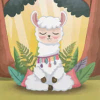 W2A Cute Llama Meditating in Magical Forest