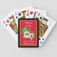 Welcome to our Home Cute Lil House Red Poker Cards