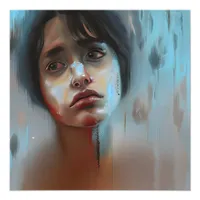 Thumbnail for Sad Woman Abstract AI Generated Art Photo Print