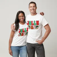 Jolly AF Retro Groovy Christmas Holidays Tri-Blend Shirt