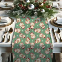 Green Vintage Retro Santa Claus Christmas Short Table Runner