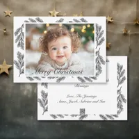 Pine Branches Personalized Photo Christmas Holiday Card