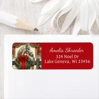 Watercolor Horse and Festive Farm Christmas Label