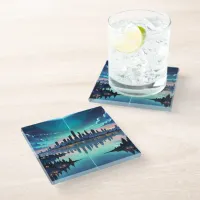 Out of this World - Magical Nighttime Skyline Glass Coaster