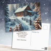 Wishing You a Magical Christmas | Log Cabin  Postcard