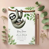 Adorable Hanging Sloth Baby Shower Invitation