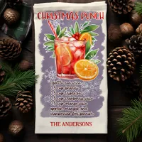 Christmas Punch Holiday Cocktail Recipe Custom Kitchen Towel