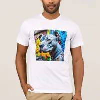 Urban Graffiti Street Art White Pitbull Lover T-Shirt