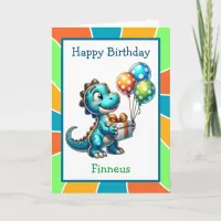 Cute Dinosaur and Coloring Page Birthday Card