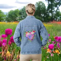 Watercolor Heart and Flowers  Denim Jacket