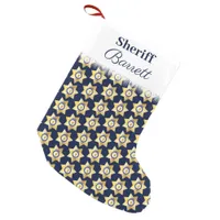 Sheriff Gold Star Badge Patterned Personalized Small Christmas Stocking