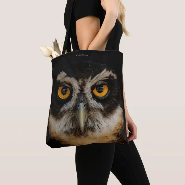 Mesmerizing Golden Eyes of a Spectacled Owl Tote Bag