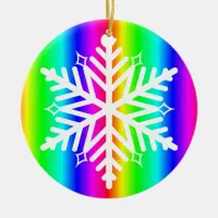 Rainbow Snowflake Christmas LGBTQ Ceramic Ornament