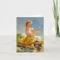 Picking Daisies Vintage Pinup Birthday Card