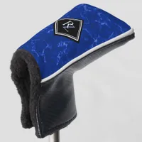 Elegant Royal Blue Marble Black Diamond Monogram Golf Head Cover