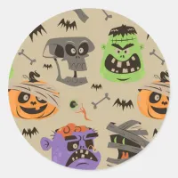 Halloween vintage pattern classic round sticker