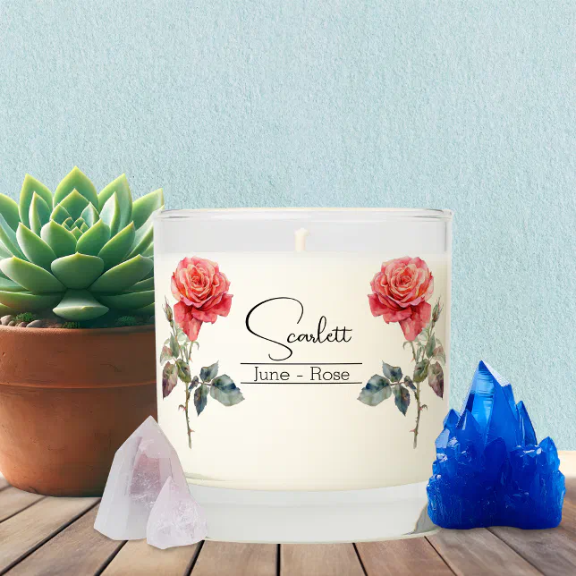 Birth Month Flower June Rose Scented Candle