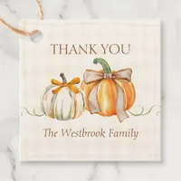 Custom Family Name Fall Pumpkin Autumn Thank You Favor Tags