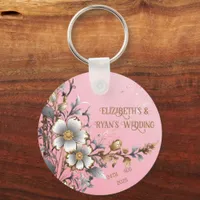 Elegant Pink Sparkle Wedding Background Keychain