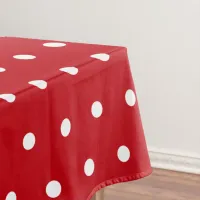 White Christmas Polka Dots Red Tablecloth