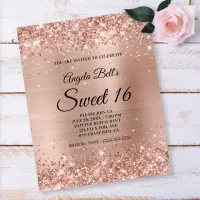 Glittery Light Rose Gold Sweet 16 Paper Flyer