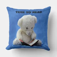Teddy Bear Time to Read Blue Stuffed Animal, ZKOA Throw Pillow