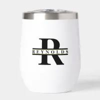 Heavy Bold Monogram and Name Black/Gold ID613 Thermal Wine Tumbler