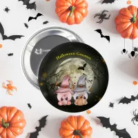 Halloween Gnomes Full Moon Family Pin-Back Button