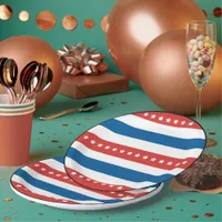 Red and Blue Stripes with White Stars Paper Plates