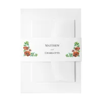 Sublime Watercolor Red Poppies in Vintage Style Invitation Belly Band