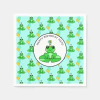 Personalized Frog Happy Birthday Napkins