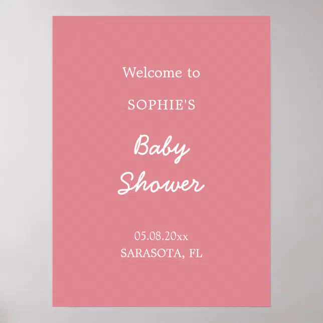 Blush Pink Baby Shower Welcome Poster