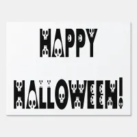 Halloween Skull Face Text Sign